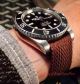 Fake Rolex Submariner Fuck EM Black Dial Watch -Brown Perlon Straps (3)_th.jpg
